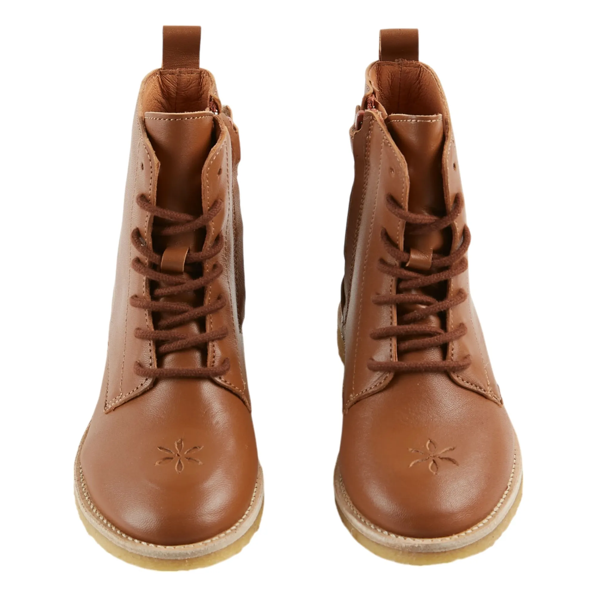 Emile Et Ida Camel Lace-Up Leather Boots