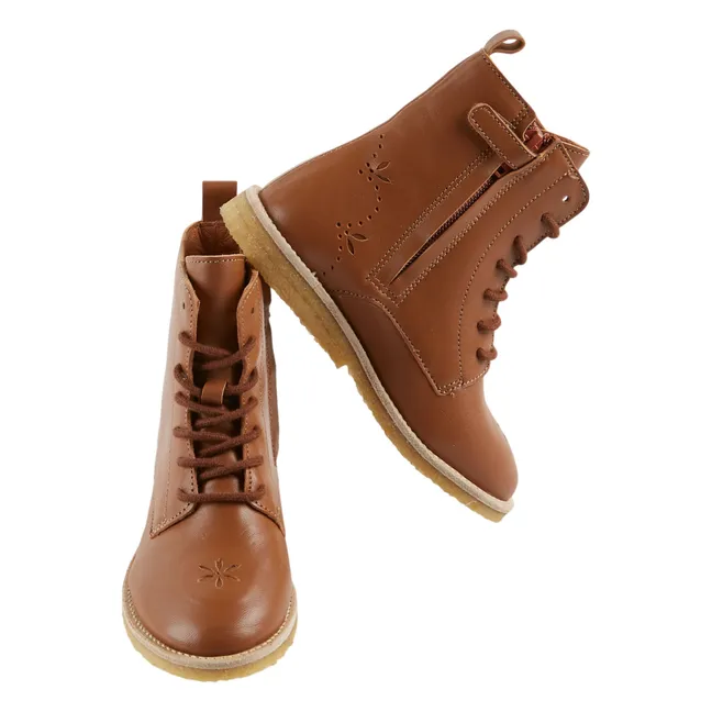 Lace-up Leather Boots | Camel