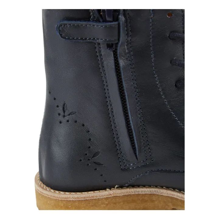 Lace-up Leather Boots | Navy blue- Product image n°2