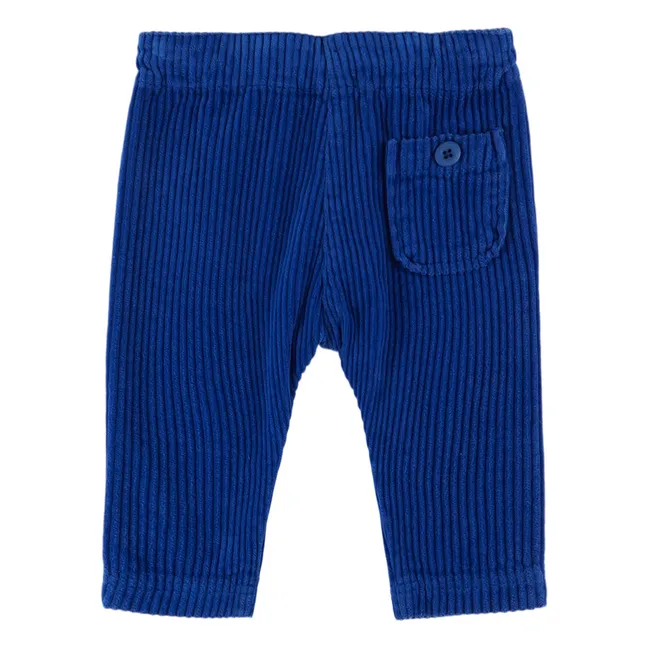 Pantalon Boutons Velours Côtelé | Bleu roi