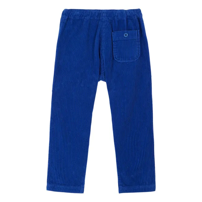 Pantalon Boutons Velours Côtelé | Bleu roi