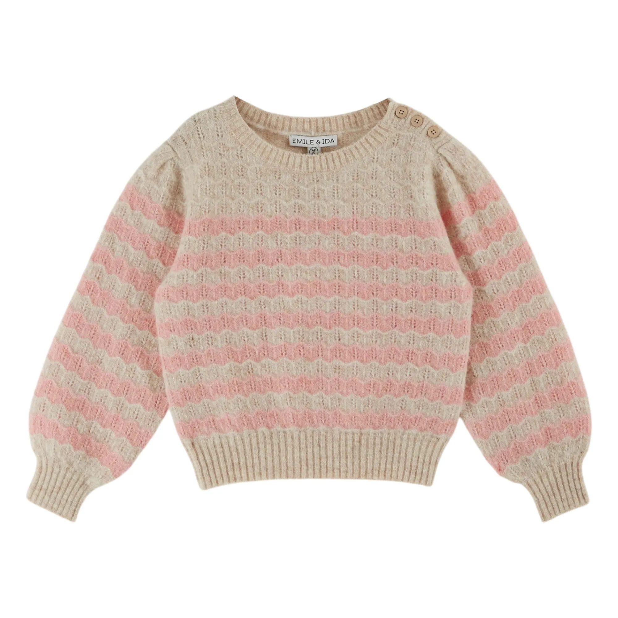Emile Et Ida Ecru Wool Wave Sweater