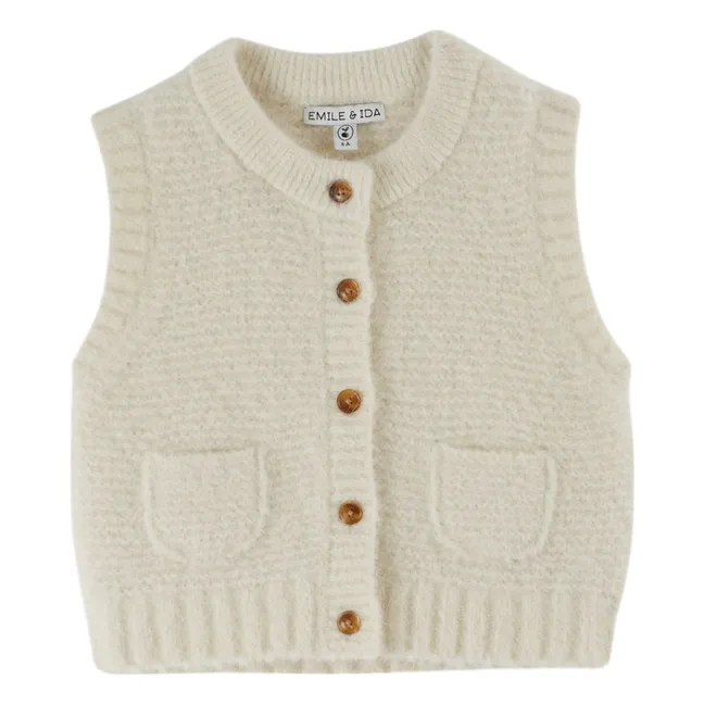 Gilet Sans Manches Uni Laine | Ecru