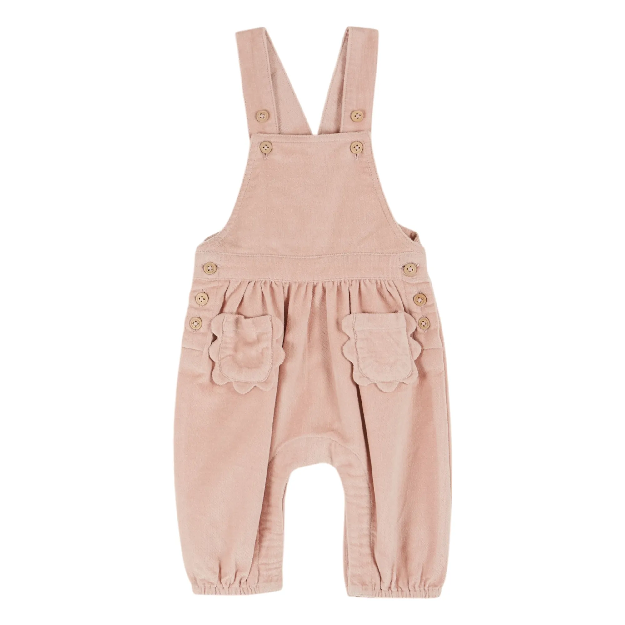 Emile Et Ida Pale Pink Velvet Overalls