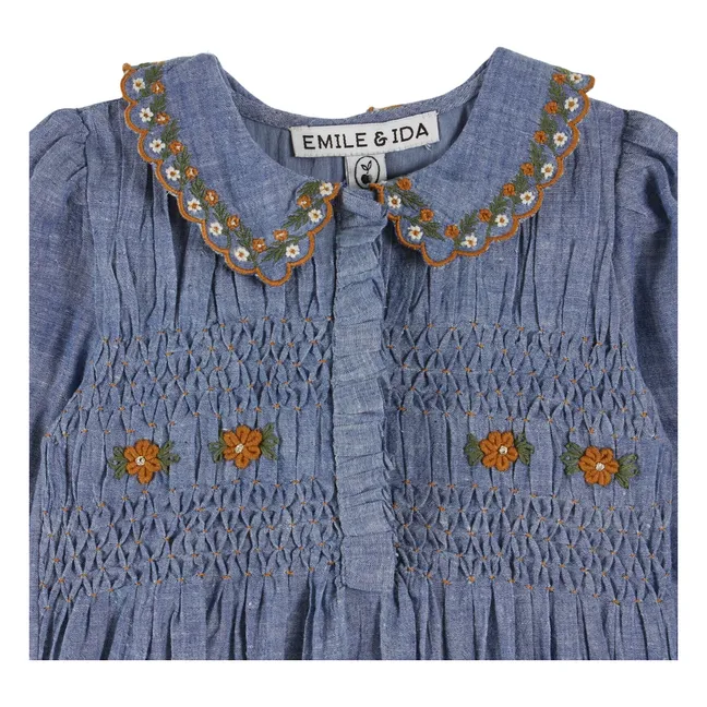 Barboteuse Smockée | Bleu