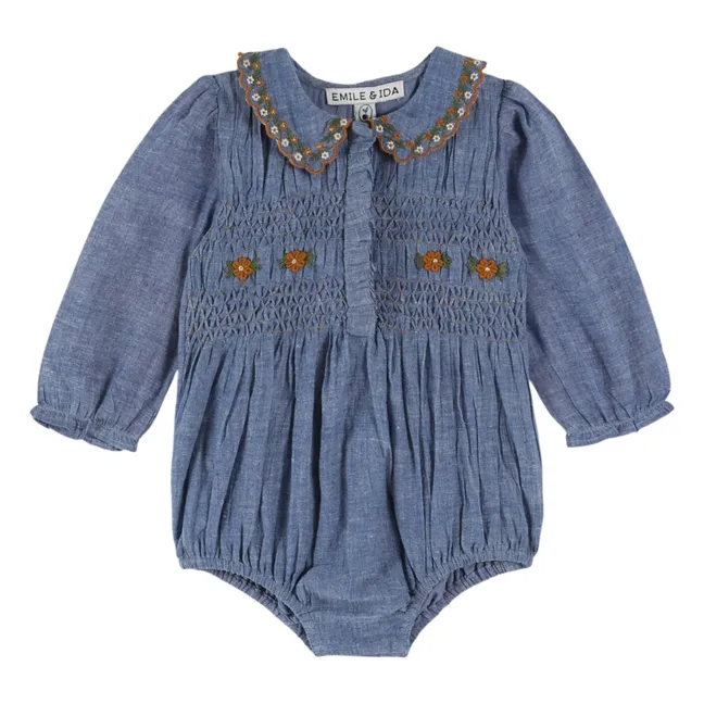 Barboteuse Smockée | Bleu