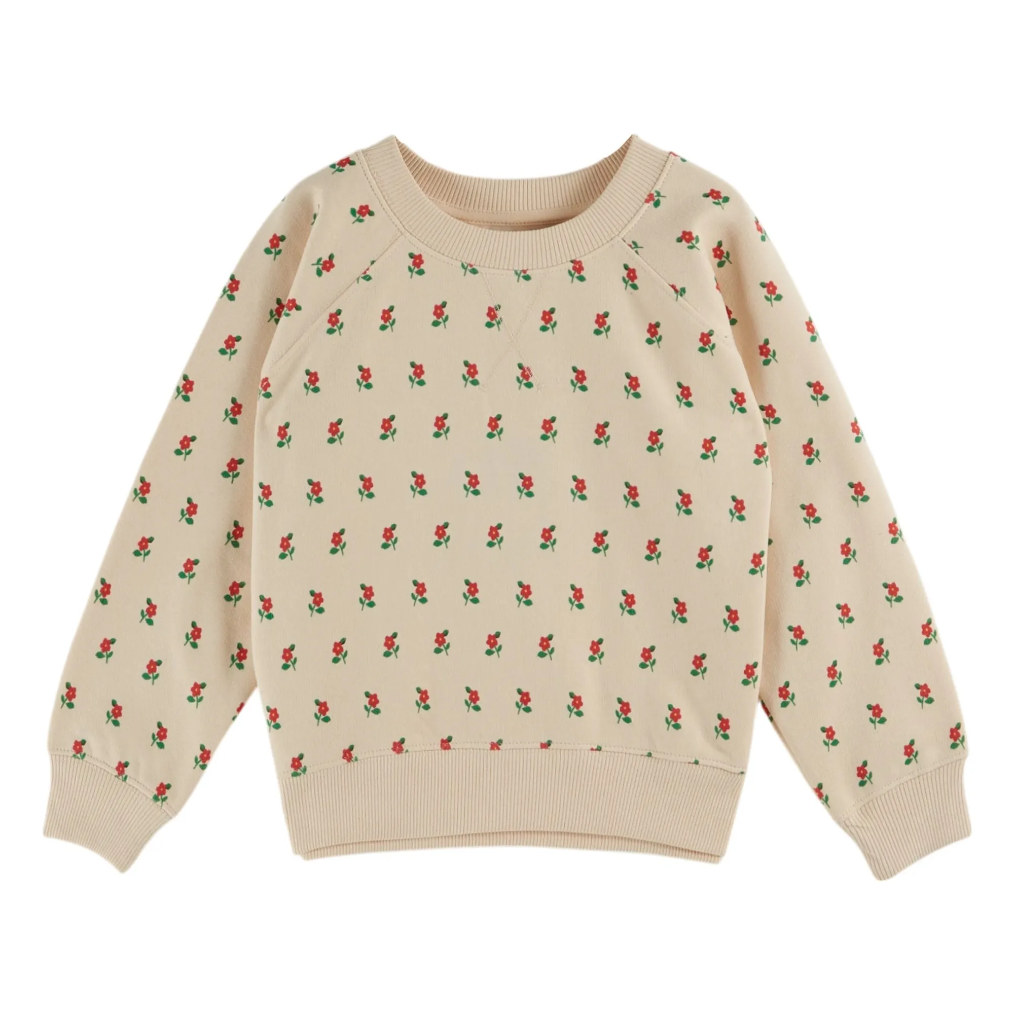 Emile Et Ida Ecru Organic Cotton Floral Sweatshirt