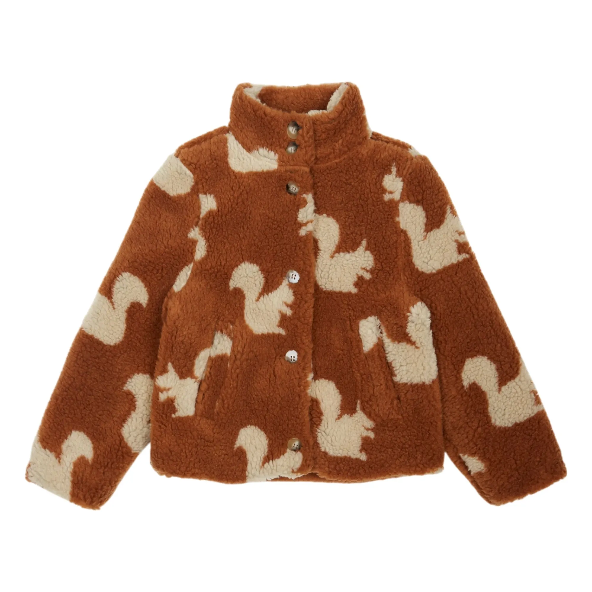 Emile Et Ida Brown Squirrel Sherpa Coat