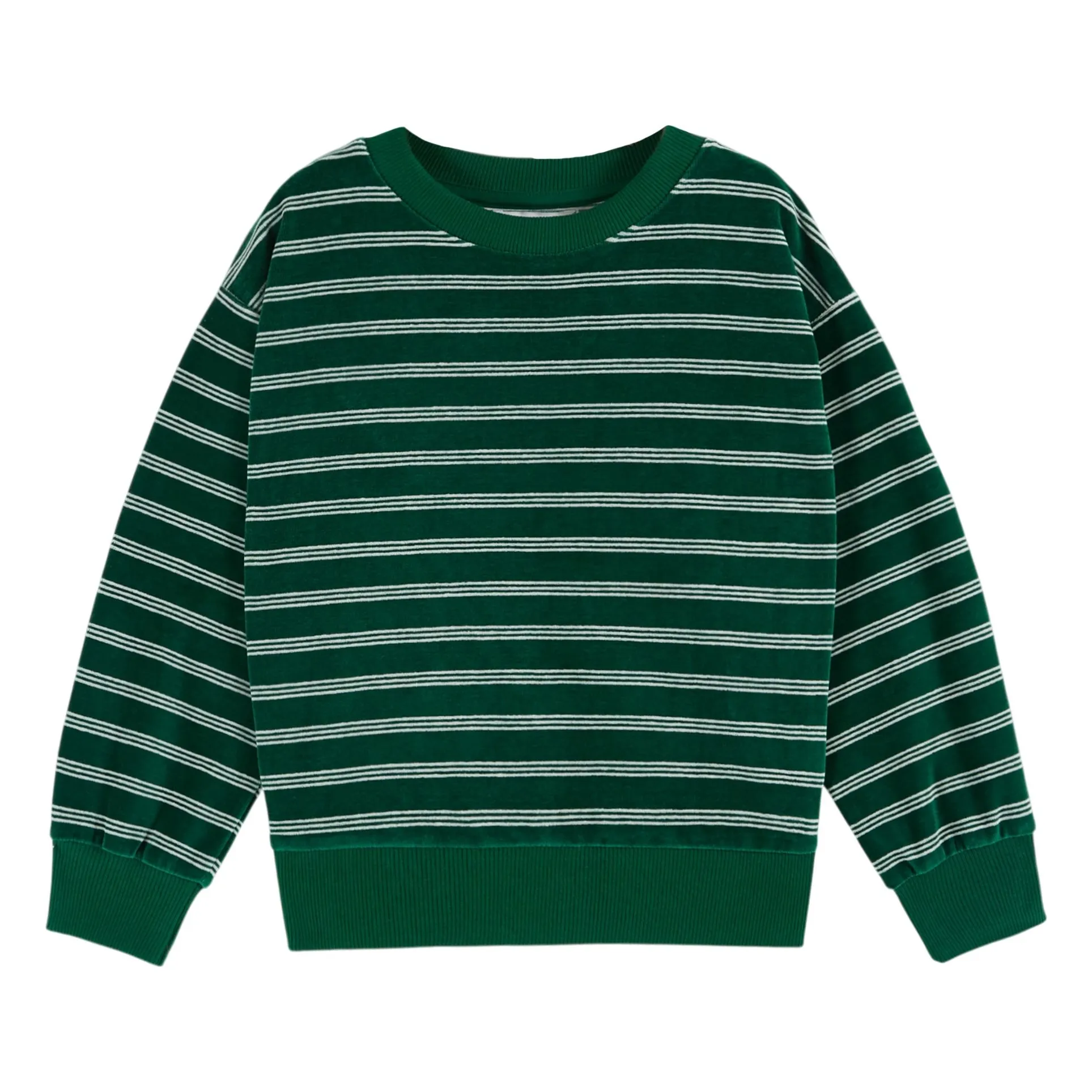 Emile Et Ida Green Organic Cotton Striped Sweatshirt