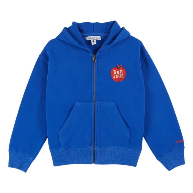 Sweat Bonjour Coton Bio | Bleu roi
