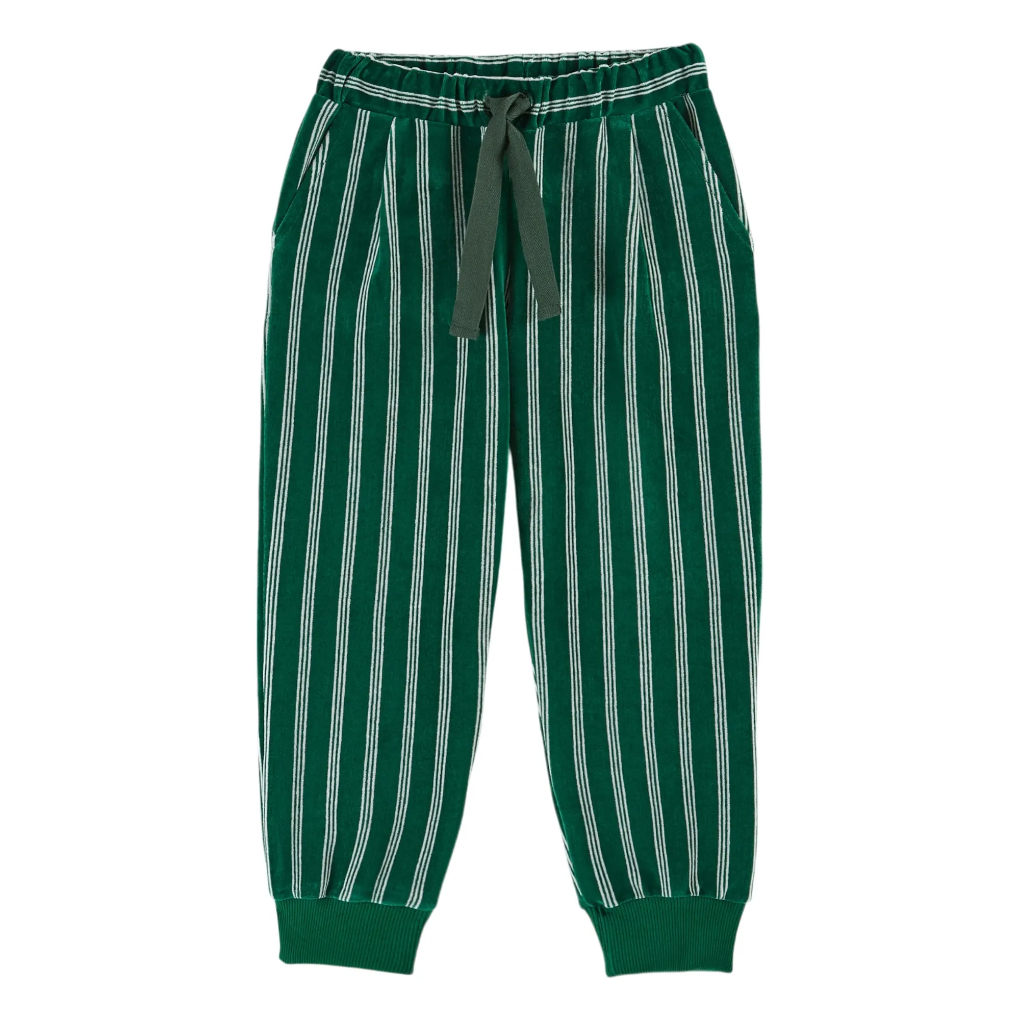 Emile Et Ida Green Striped Velvet Jogger
