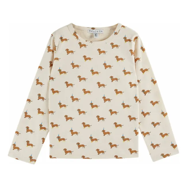 T-shirt Chiens Coton Bio | Ecru