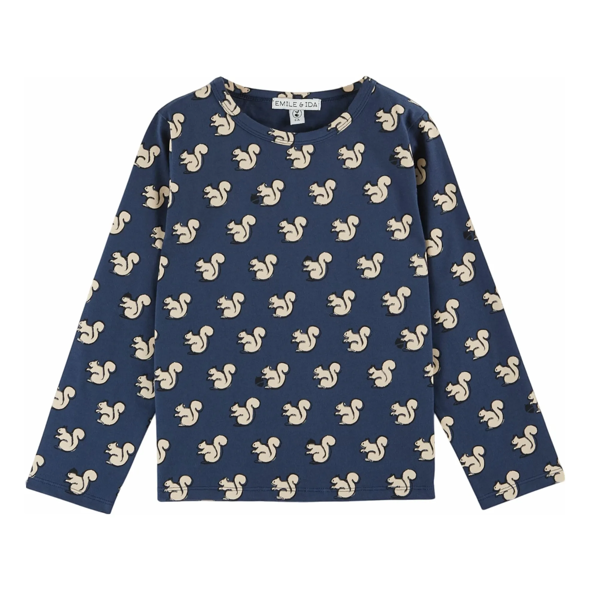 Emile Et Ida Midnight Blue Squirrels Organic Cotton T-Shirt