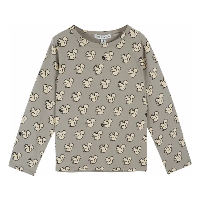 T-shirt Ecureuils Coton Bio | Gris clair