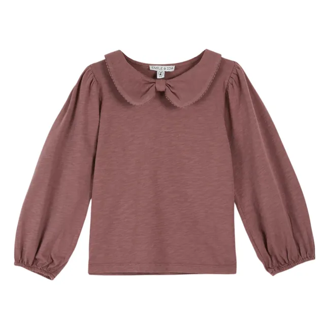 T-Shirt Picote Bio-Baumwolle | Dunkles Lila