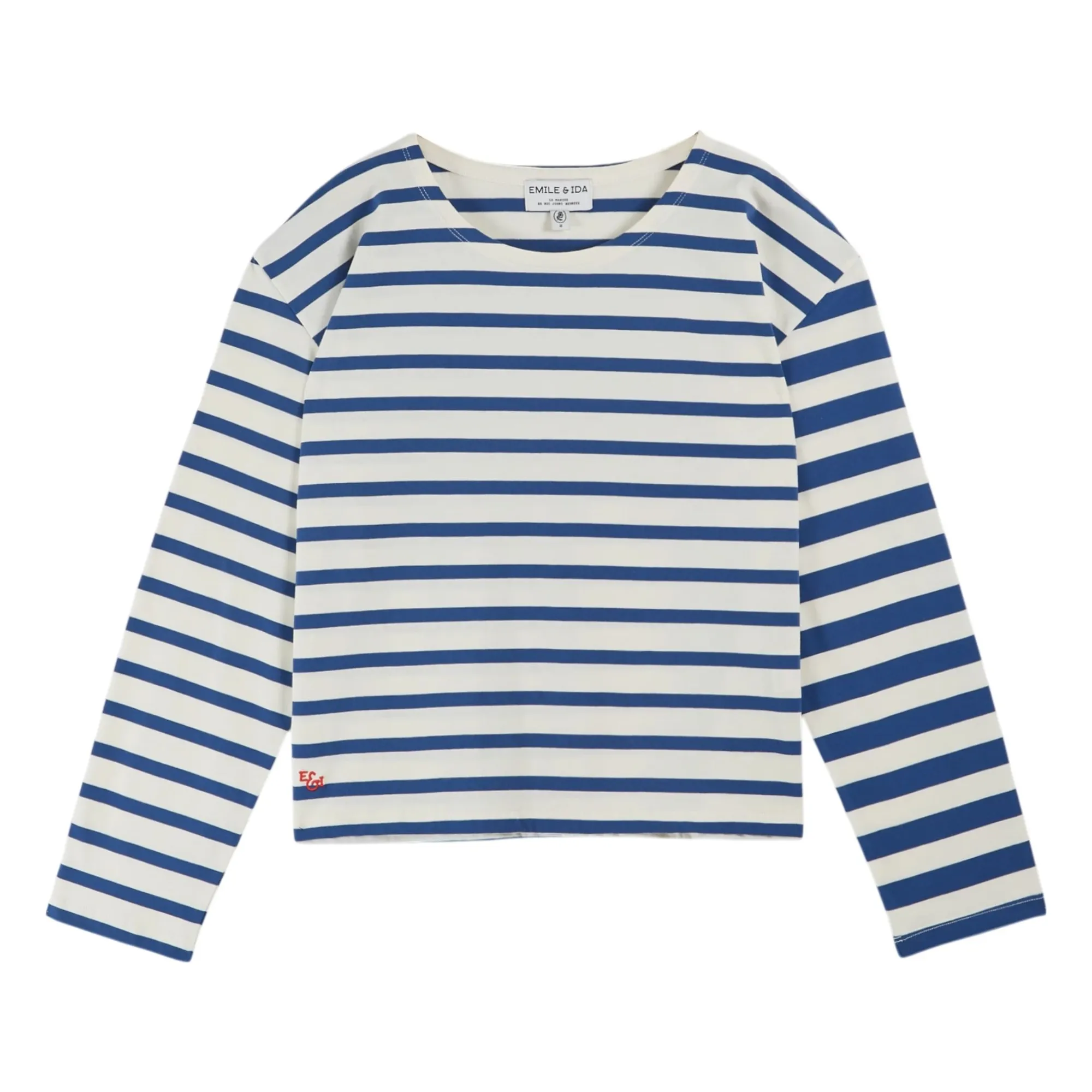 Emile Et Ida Ecru T-Shirt Marinière Organic Cotton