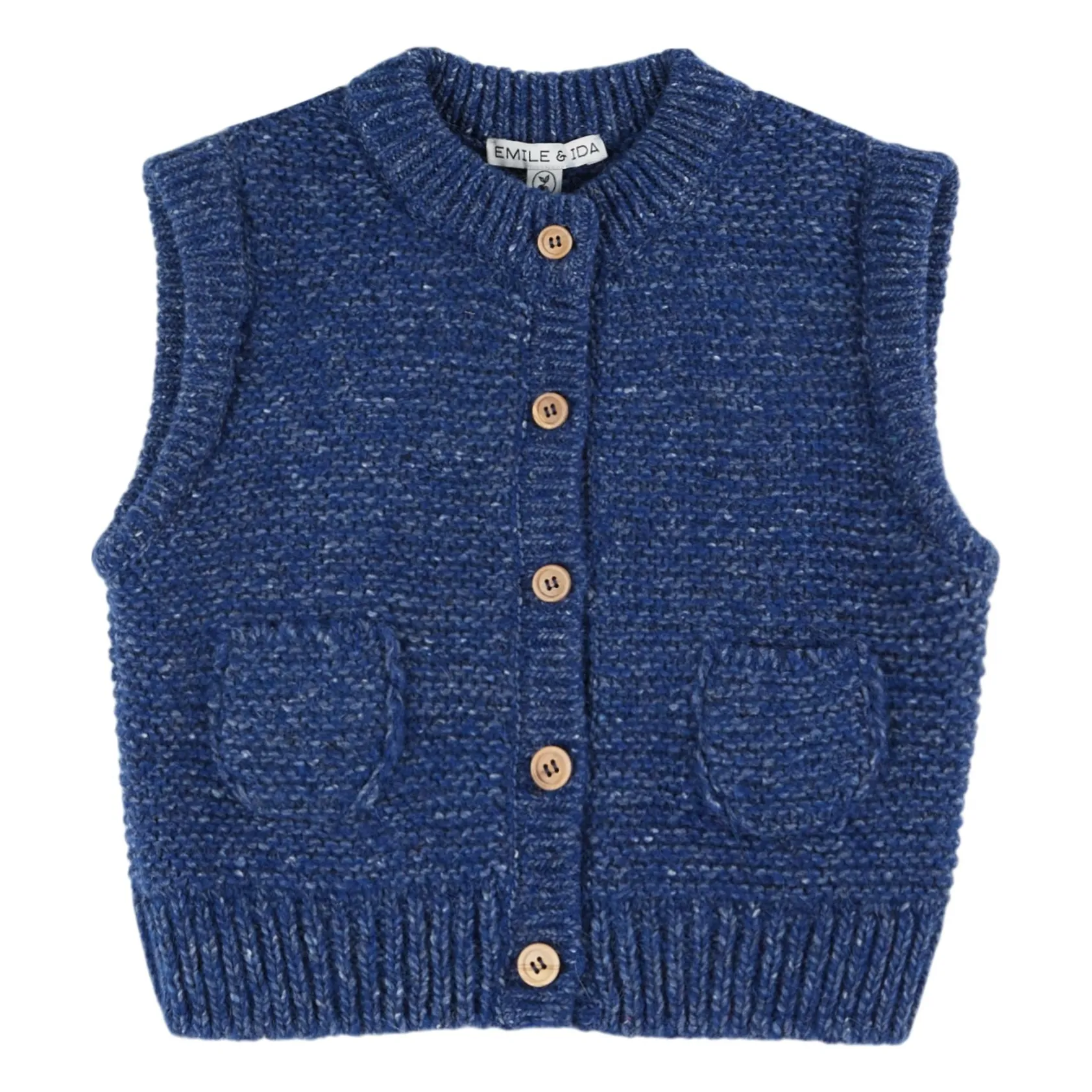 Emile Et Ida Blue Sleeveless Wool Vest
