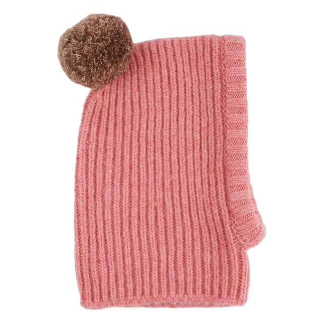 Pasamontañas Pompón Lana merina | Rosa