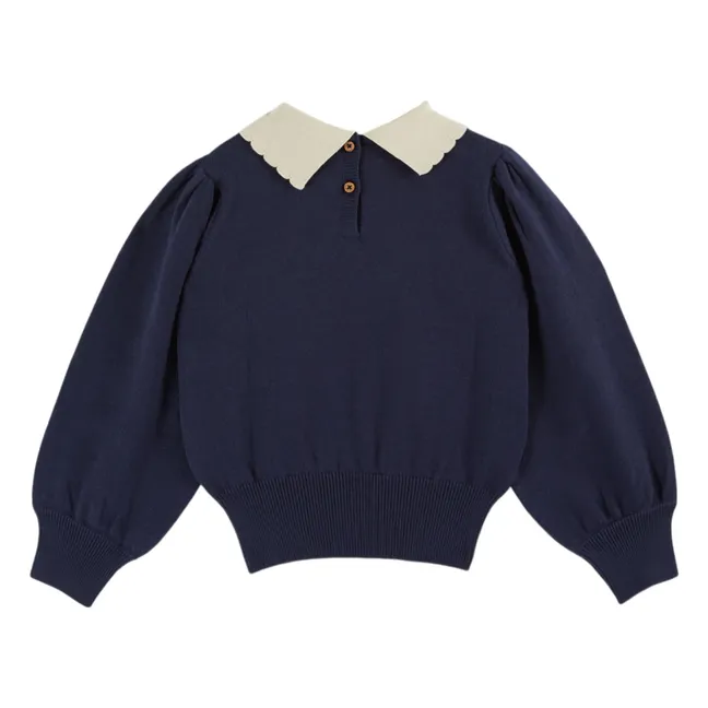 Jersey con cuello Pierrot | Azul Marino