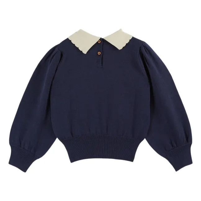 Pierrot collar sweater | Navy blue