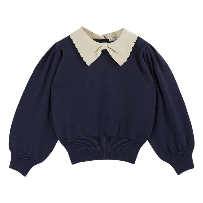 Pierrot collar sweater | Navy blue