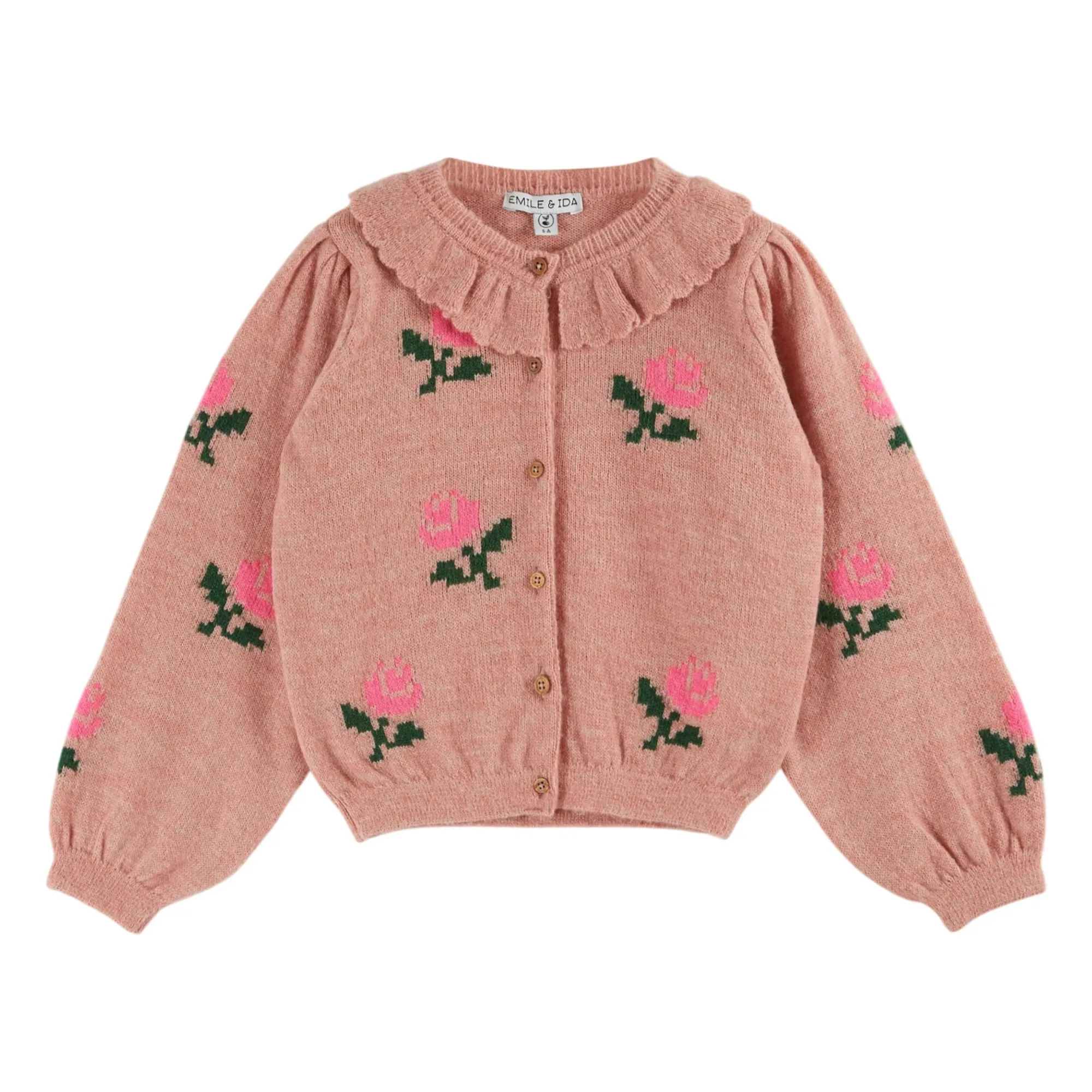 Emile Et Ida Pink Cardigan Flowers
