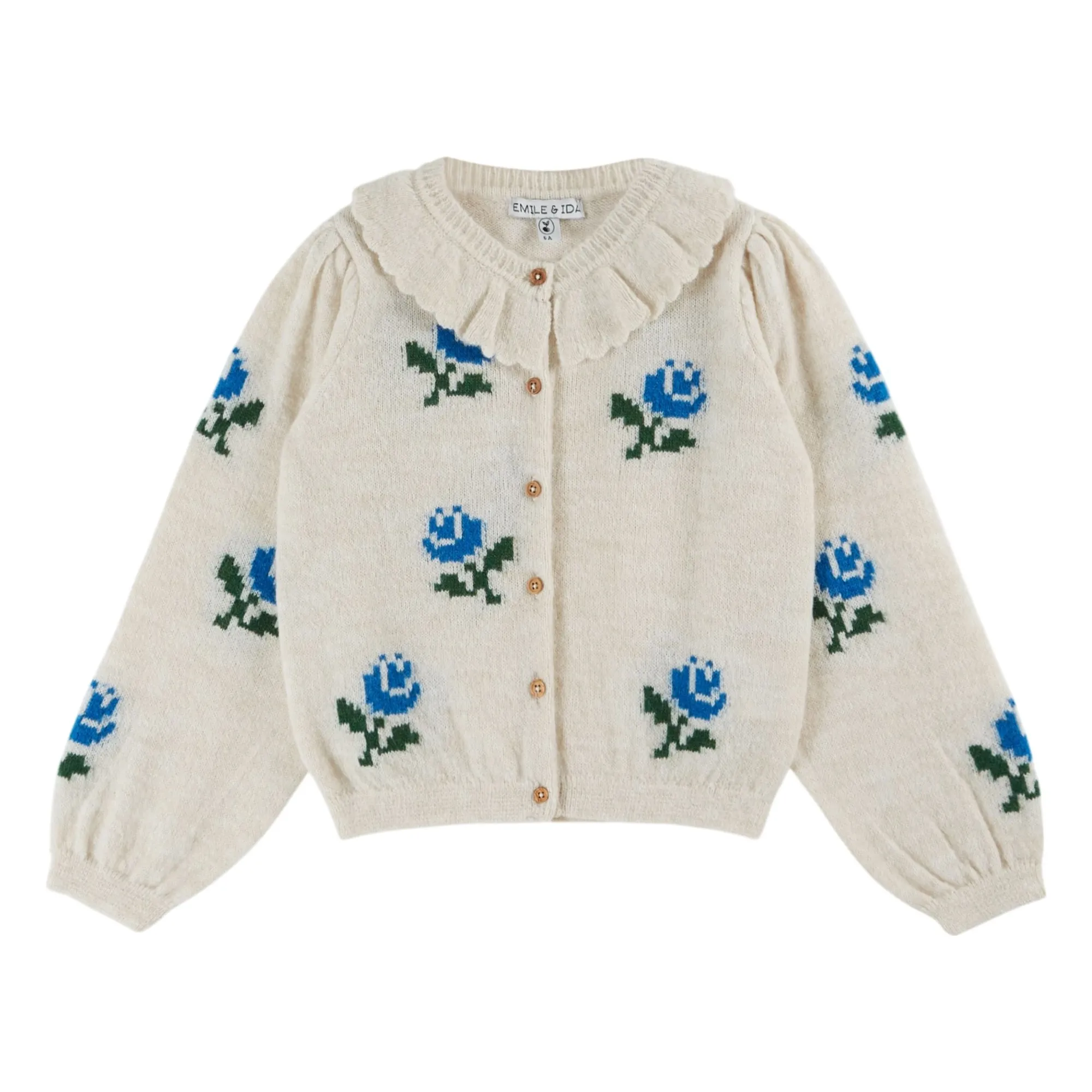 Emile Et Ida Ecru Cardigan Flowers