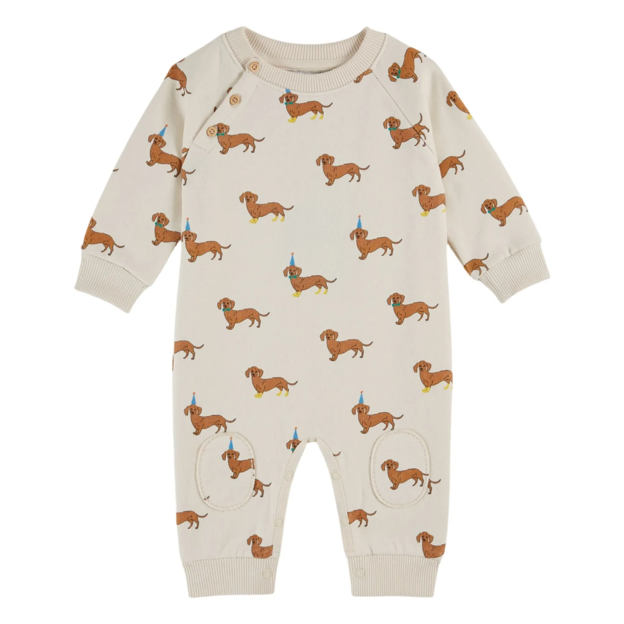 Emile Et Ida Ecru Organic Cotton Dog Fleece Overalls