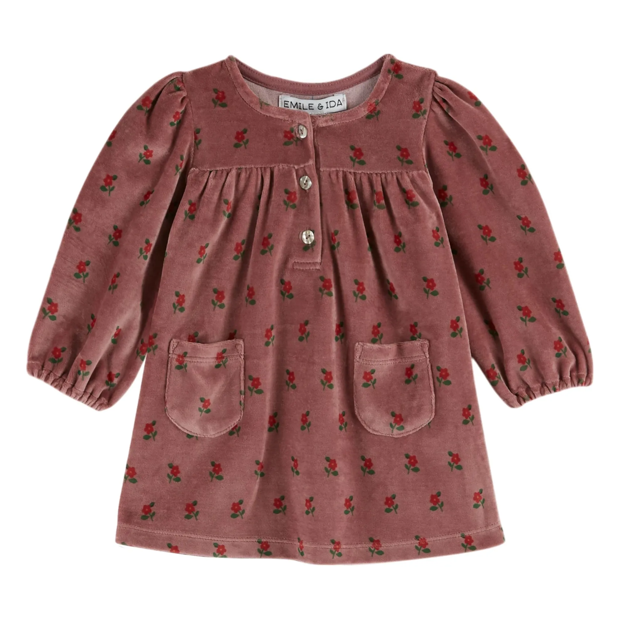 Emile Et Ida Dark Purple Velvet Floral Dress