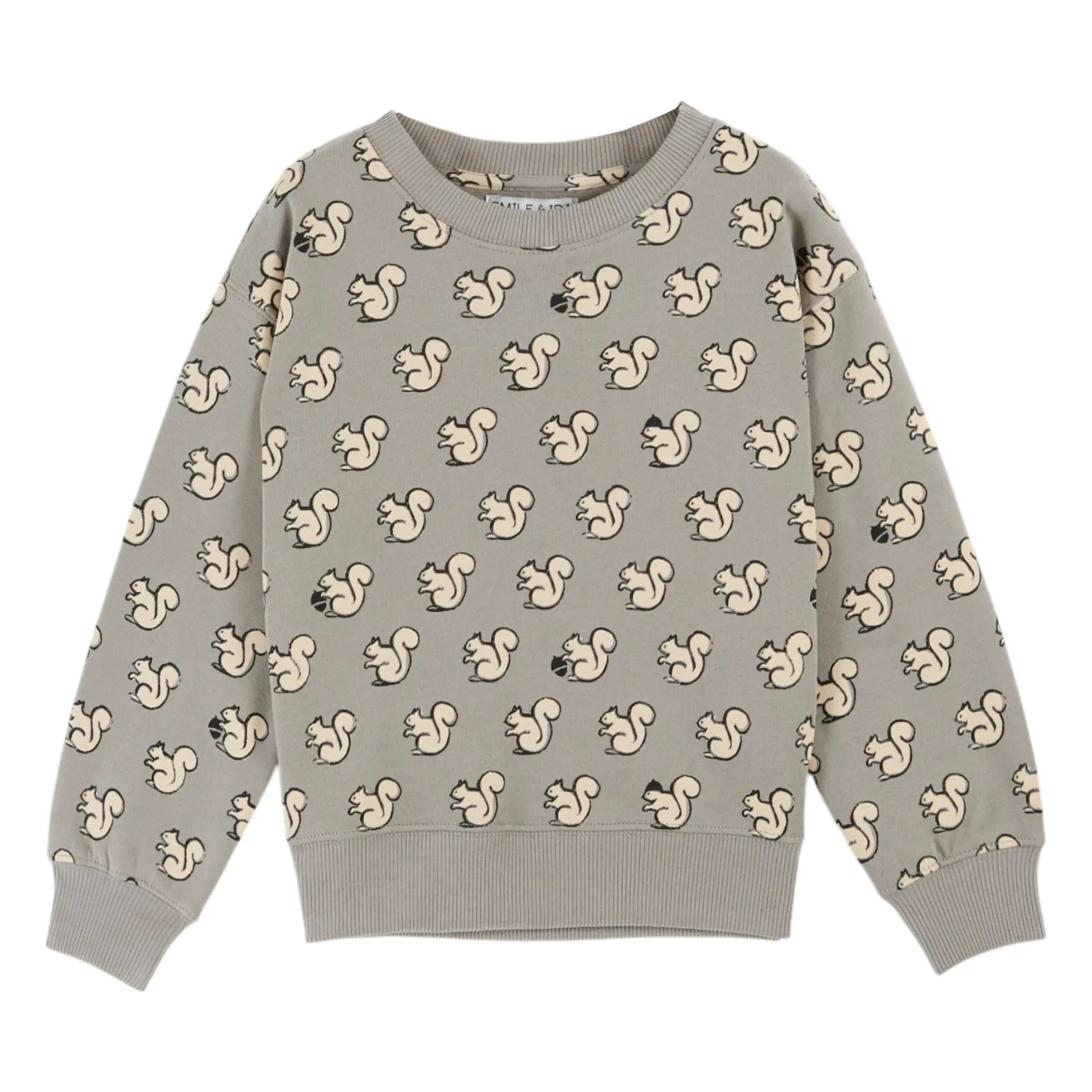 Emile Et Ida Grey Squirrels Organic Cotton Sweatshirt