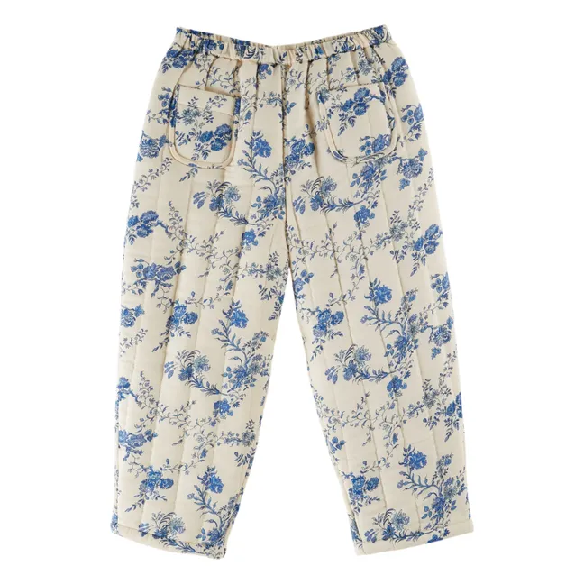Pantalon Quilté Fleuri | Ecru