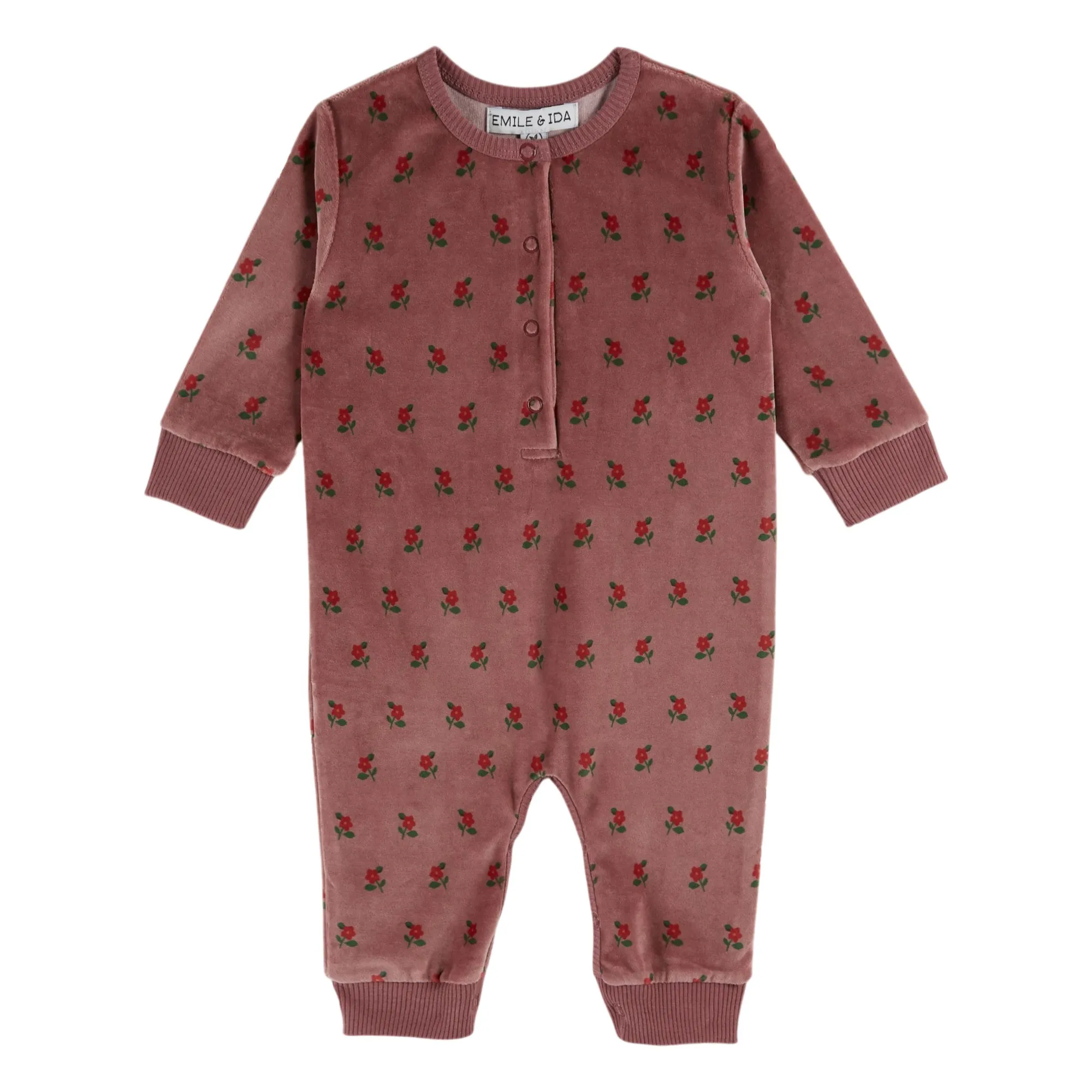 Emile Et Ida Dark Purple Velvet Floral Jumpsuit