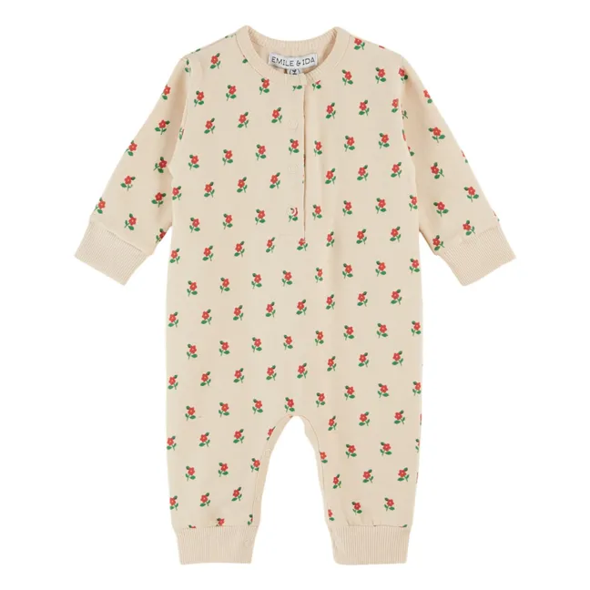 Combinaison Molleton Fleurie | Ecru