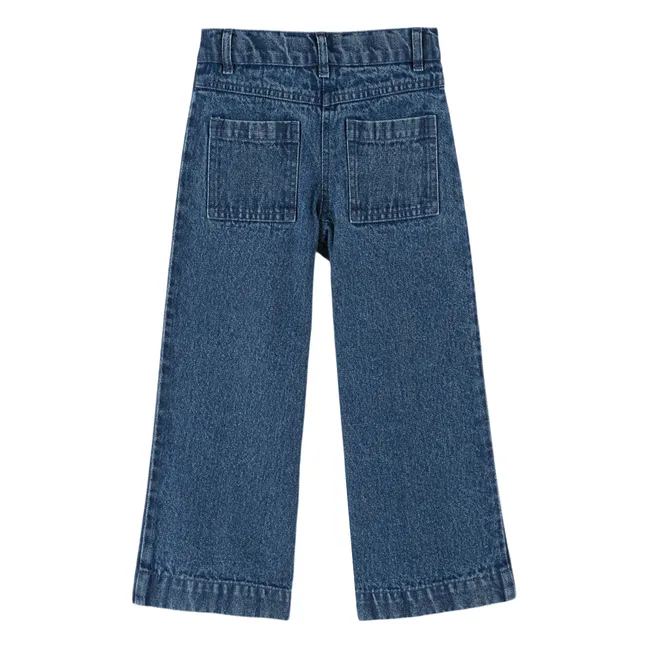 Bestickte Hippy-Jeans | Blau