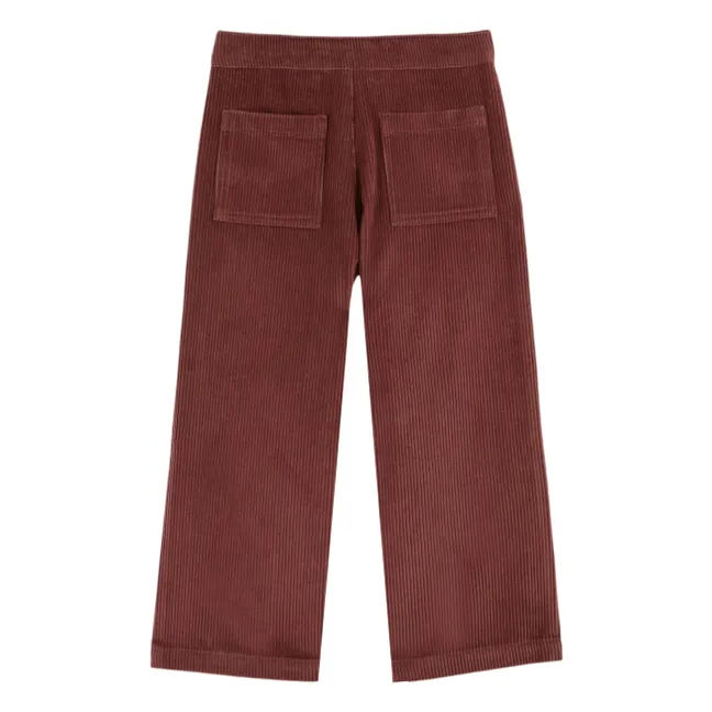 Pantalon Poches Fleurs Velours Côtelé | Violine