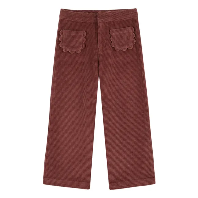 Pantalon Poches Fleurs Velours Côtelé | Violine