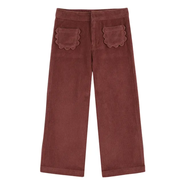 Tasche Pantaloni di velluto a coste Fiori | Viola scuro