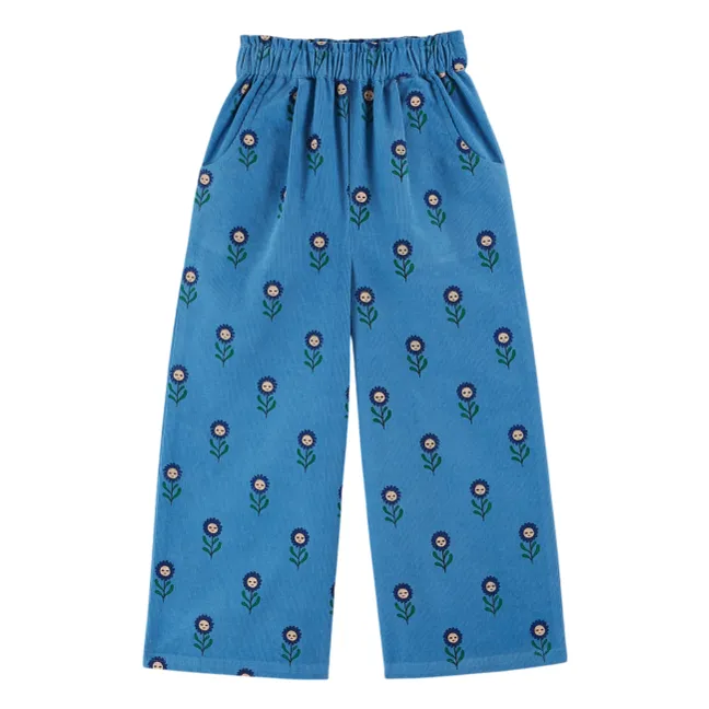 Pantalón Flower de pana | Azul