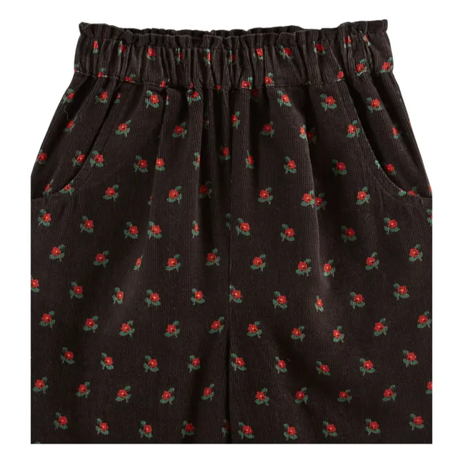 Pantalones florales de terciopelo | Negro
