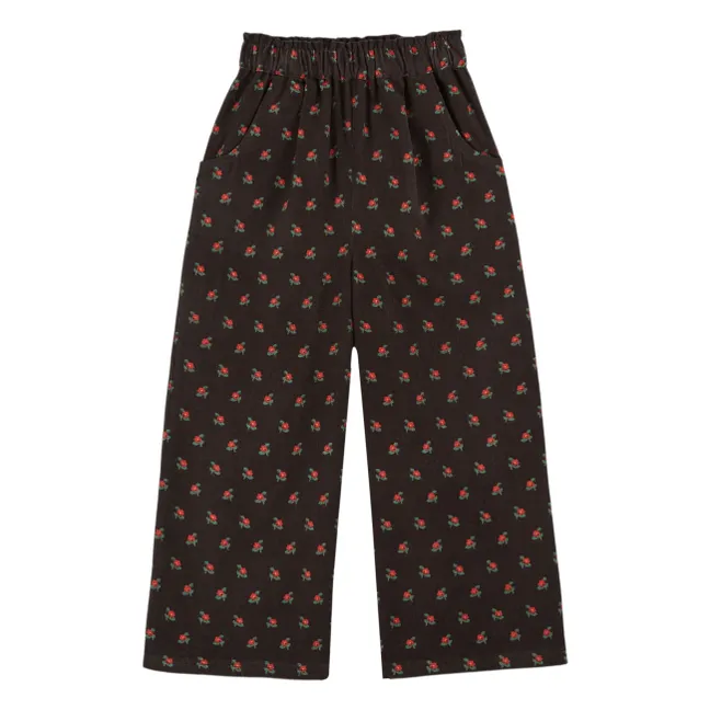 Pantalones florales de terciopelo | Negro