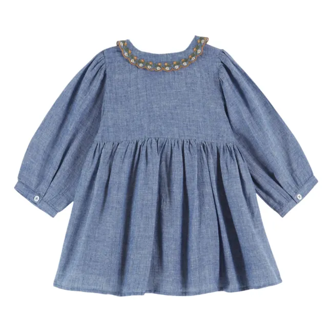 Vestido fruncido | Azul