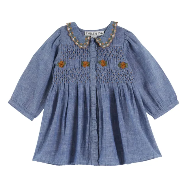 Vestido fruncido | Azul