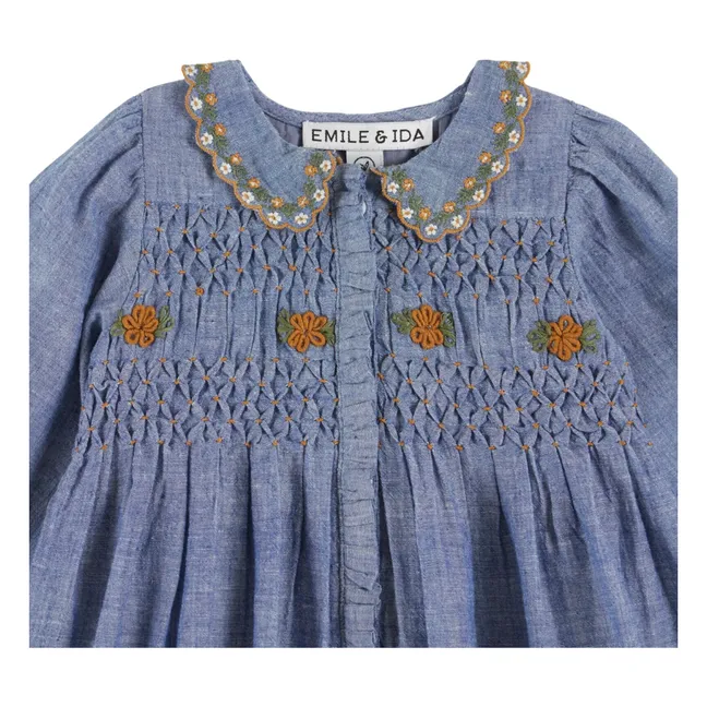 Vestido fruncido | Azul