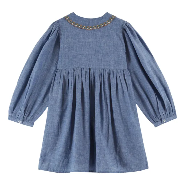 Vestido fruncido | Azul