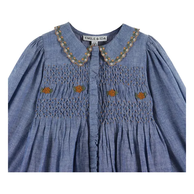 Vestido fruncido | Azul