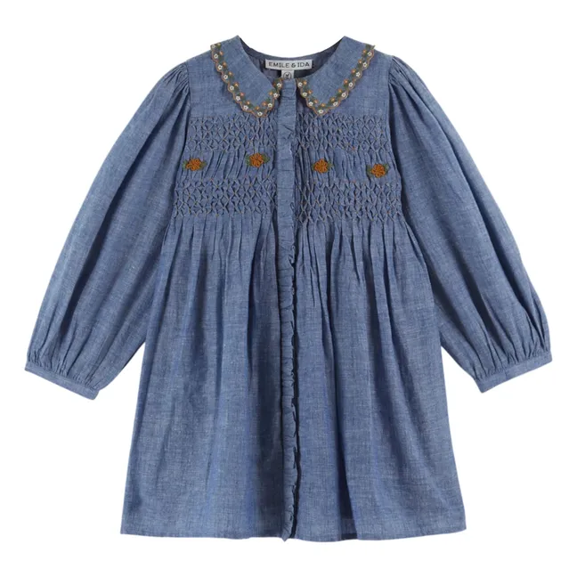 Vestido fruncido | Azul