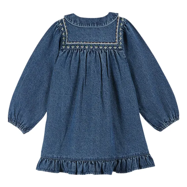 Vestido vaquero bordado | Azul