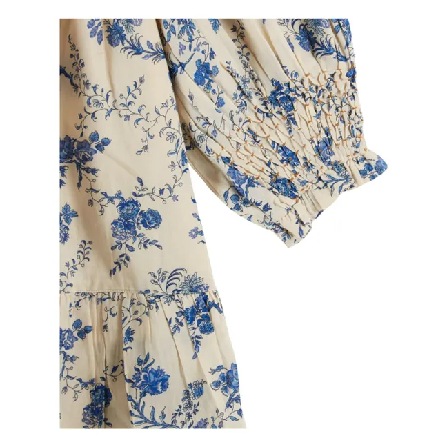 Abito a fiori con calze | Ecru