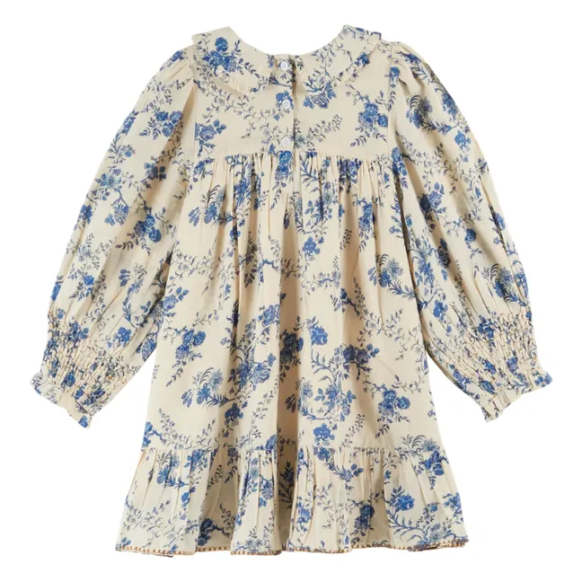 Flowery Smocked Dress | Ecru