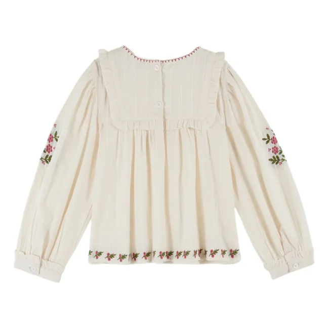 Bestickte Bluse | Cremefarben